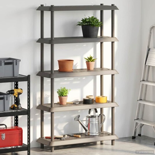 vidaXL Hyllesystem 5 nivåer 100 x 40 x 177 cm PP Lysegrå