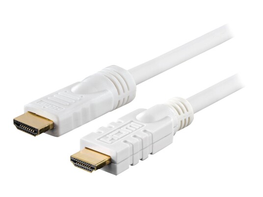 Deltaco 15m HDMI-kabel med Ethernet, Hvit, 4K-støtte Deltaco 15m HDMI-kabel med Ethernet, Hvit, 4K-støtte