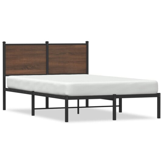  Sengeramme i metall med hodegavl brun eik 120x190 cm 8721102953491