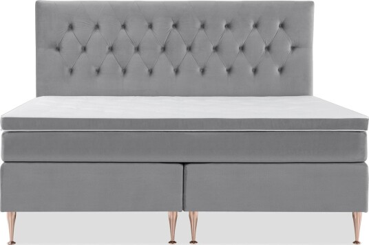 Royal Velvet Komplett Sengepakke 210x210 cm Lysegrå Fløyel/Høye Rosében