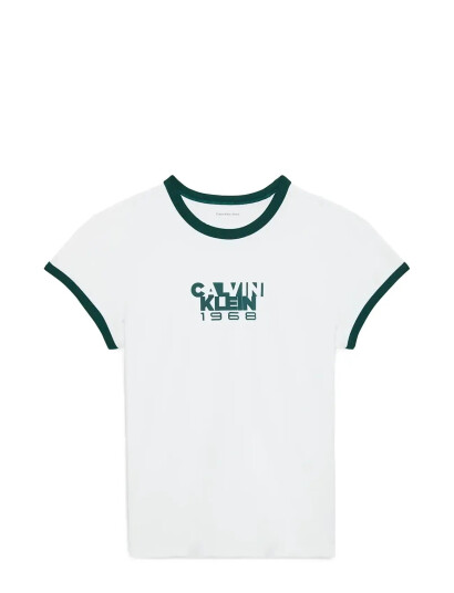 Calvin Klein Jeans Ss 1968 Graphic Baby Tee   White   XXL