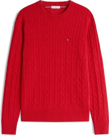 Tommy Hilfiger Classic Cotton Cable Crew Neck Red XL