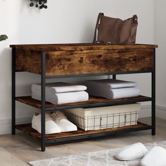 Skobenk røkt eik 70x42,5x50 cm konstruert tre 8721012340817 Skobenk røkt eik 70x42,5x50 cm konstruert tre 8721012340817