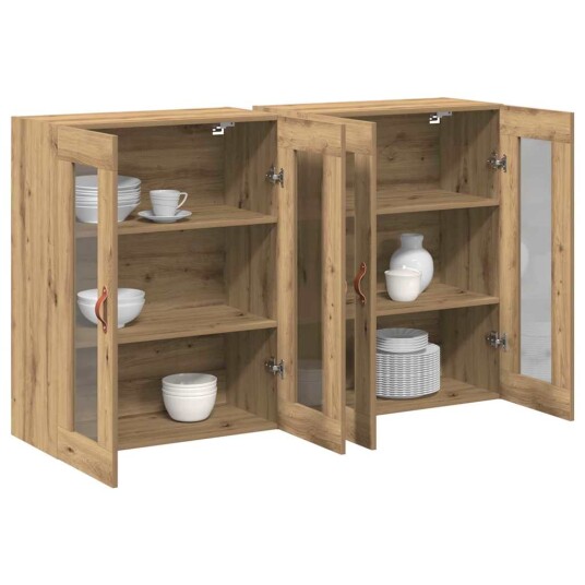 Vegghengteskap 2 stk Artisan Eik 69,5 x 34 x 90 cm Laget av ingeniørtre.