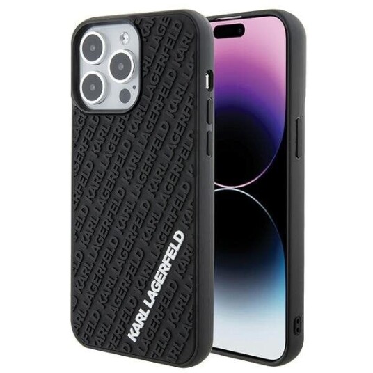Karl Lagerfeld 3D Gummideksel Multi Logo for iPhone 15 Pro Max - Svart