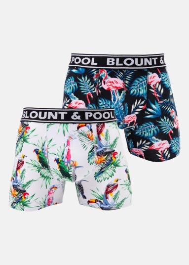 Blount & Pool Boxer Shorts Jungle 2-Pack Black/White Xs Underklær