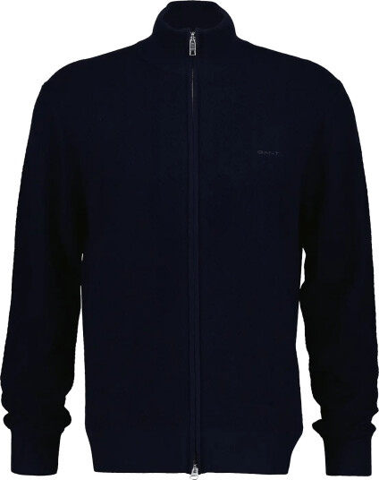 Gant Herringbone Texture Zip Cardigan - Navy - M