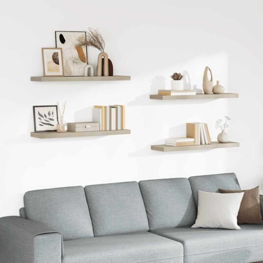 vidaXL Flytende vegghyller 4 stk eik 90x23,5x3,8 cm MDF
