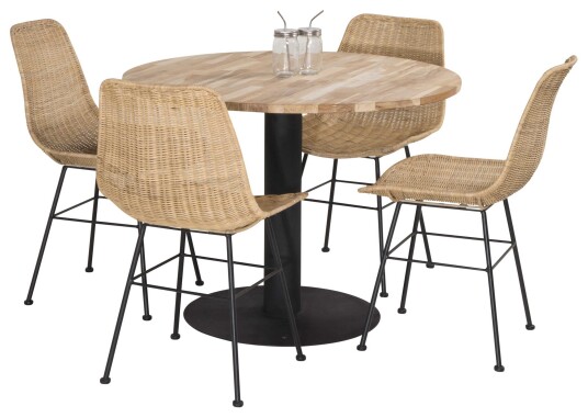 Venture Design Cirebon & Bali spisegruppe Natur/svart 4 st stoler & bord 100 cm