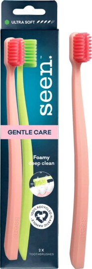 SEEN Gentle Care ultra soft tannbørster for følsomme tenner og tannkjøtt – 2 stk.