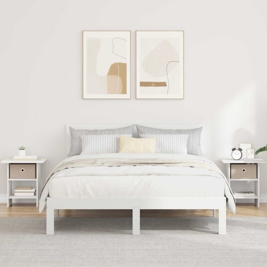 Nattbord med skuff 2 pcs Hvit 41 x 40 x 45 cm Konstruert tre