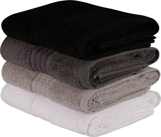 Hobby Håndkle 50x90 cm 4 pk Hvit/Grå/Mørkegrå/Svart