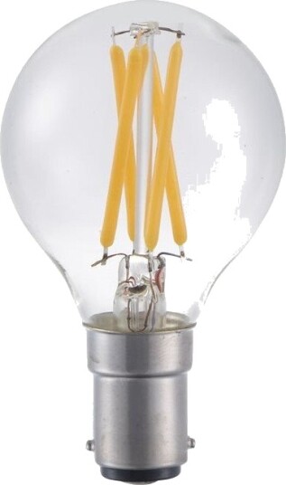 Spl BA15d 4W dimbar LED kronepære G45 filament klart glass 2700K Dimbar : Dimbar Kulør : Varm Spl BA15d 4W dimbar LED kronepære G45 filament klart glass 2700K Dimbar : Dimbar Kulør : Varm