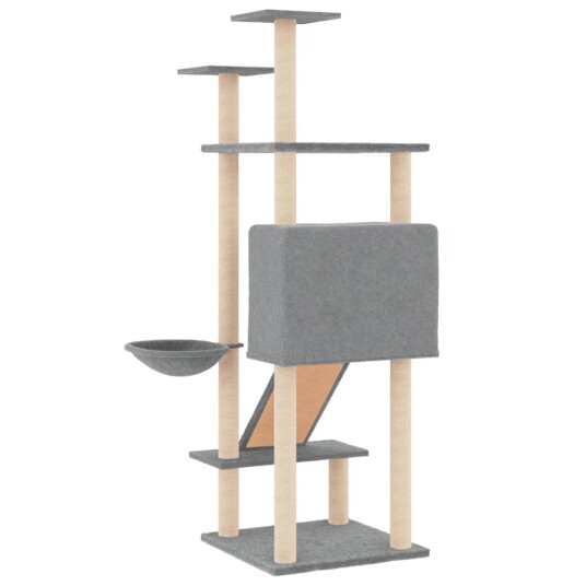 Vidaxl Kattetre Med Klorestolper I Sisal Lysegrå 153 cm