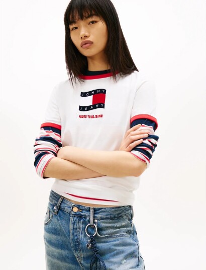Tommy Jeans Tjw Reg Novelty Ringer Ext White XS