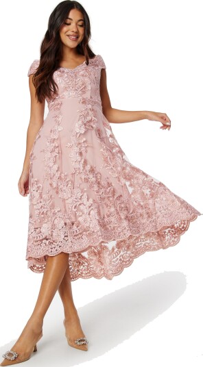 Goddiva Embroidered Lace Dress