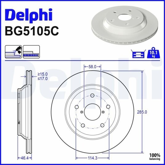DELPHI BG5105C Bremseskive