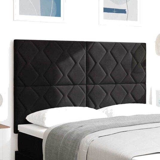 LED Sengegavl Diamantblokks Design Svart 160 cm Fløyel