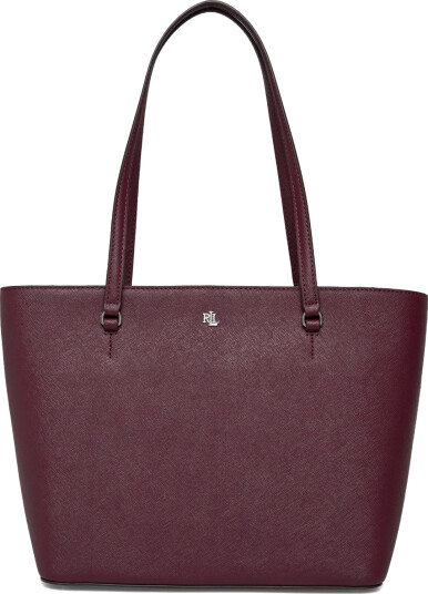 Lauren Ralph Lauren Crosshatch Leather Medium Karly Tote - Burgundy - ONE SIZE Lauren Ralph Lauren Crosshatch Leather Medium Karly Tote - Burgundy - ONE SIZE