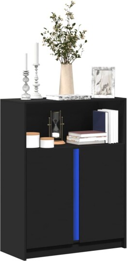 Skjenk med LED svart 77x34x100 cm konstruert tre 8721102967115
