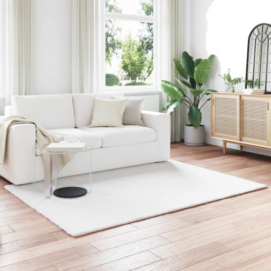 Kunstpels Kanin Teppe Olite Hvit 120 x 170 cm Polyester