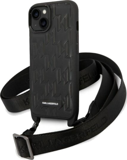 Karl Lagerfeld Hybrid Kunstskinn Deksel til iPhone 14/15/13 med Stropp - Svart