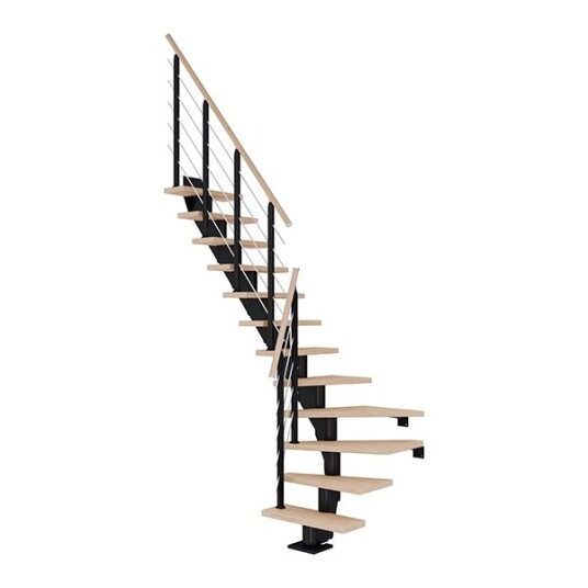 Dolle Frankfurt L-trapp Svart-design-hvitoljeret Eik-65-13 - Loddret Høyde 259 301 Cm