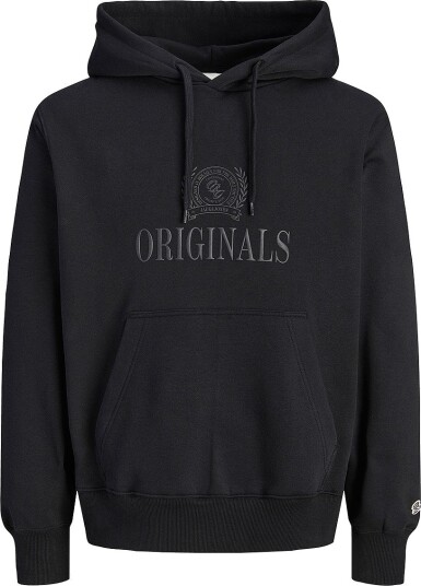 Jack & Jones Plus Hettegenser Jorfrederiksberg Monogram Sweat Hoo Svart