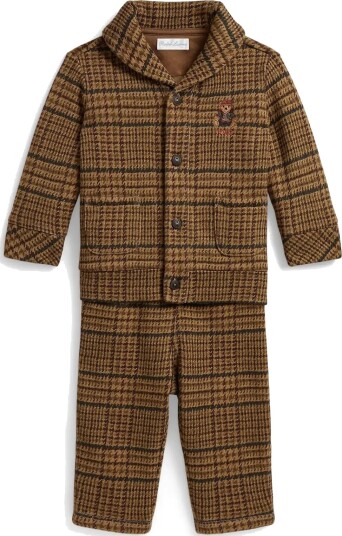Ralph Lauren Baby Prt Seasonal Fleece Knt Outfit Set Brown 75 79