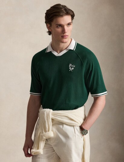 Polo Ralph Lauren Relaxed Fit Pointelle Jersey Polo Shirt Green L Polo Ralph Lauren Relaxed Fit Pointelle Jersey Polo Shirt Green L