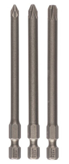 Bosch 3-delers skrutrekkerbits-sett, ekstra hard PZ1; PZ2; PZ3; 89 mm