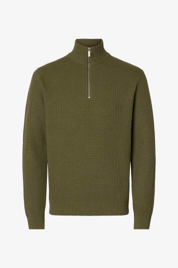 Selected HOMME   Genser slhDane LS Knit Structure Half Zip   Grønn
