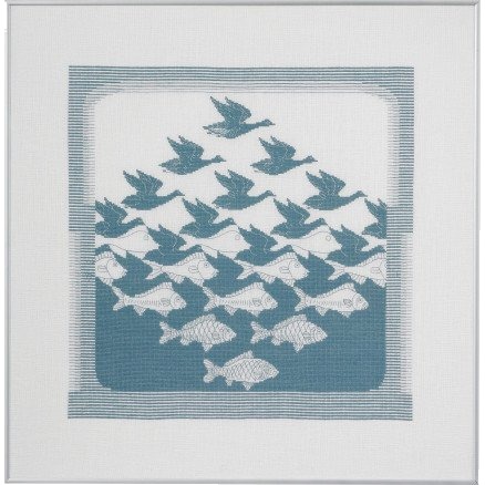 Permin Permin Broderisett Lin Fugl Fisk Gråblå 57X55Cm