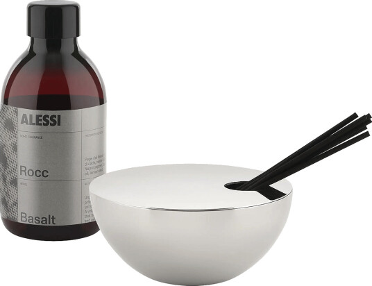 Alessi Diffuser With Lid In 18/10 Stainless Steel Refill And Rattan Reeds Fragrance Basalt Silver ONE SIZE Alessi Diffuser With Lid In 18/10 Stainless Steel Refill And Rattan Reeds Fragrance Basalt Silver ONE SIZE