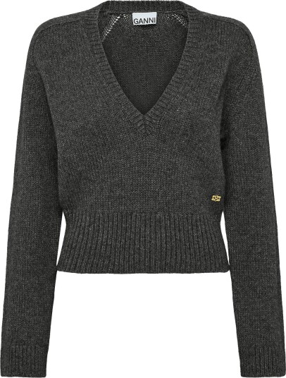 Ganni Deep V Neck Sweater Grey S