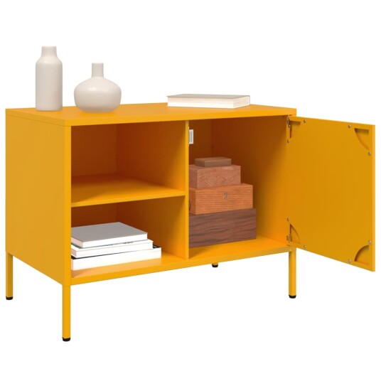 TV-benk sennepsgul 68x39x50,5 cm stål 843000