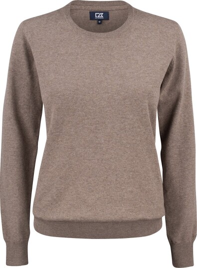 Cutter & Buck Oakville Crewneck Brun Golfgenser dame Nougat Melange (834) Small