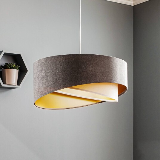 Maco Design Vivien pendellampe trefarget grå/hvit/gull Maco Design Vivien pendellampe trefarget grå/hvit/gull