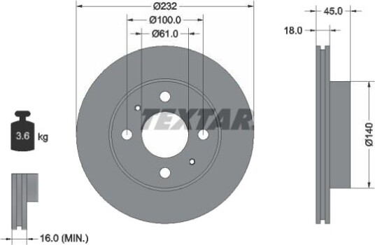 TEXTAR 92090900 Bremseskive TEXTAR 92090900 Bremseskive