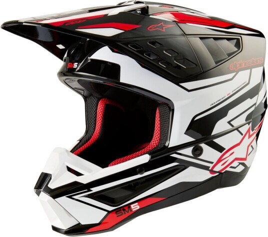 Alpinestars S-M5 Action 2 2024 Motocross Hjelm 2XL Svart Hvit Rød Alpinestars S-M5 Action 2 2024 Motocross Hjelm 2XL Svart Hvit Rød