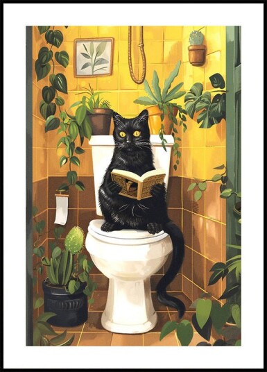 Cat on Toilet Plakat Plakat / 70x100cm