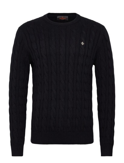 Morris Nathan Cable Oneck   Navy   S
