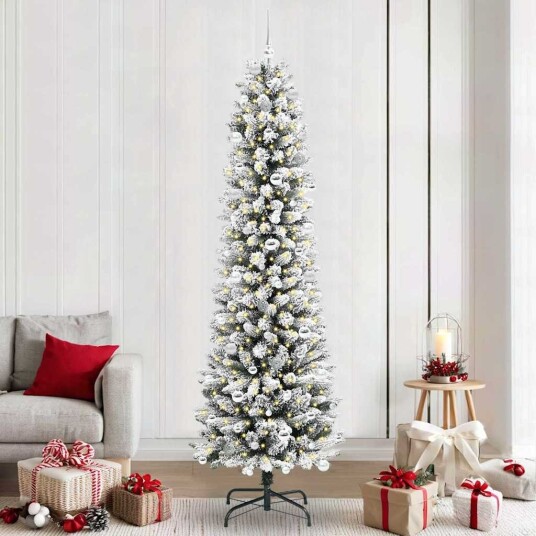 Kunstig juletre Grønn og hvit 240 cm PVC og Metall og Plast Kunstig juletre Grønn og hvit 240 cm PVC og Metall og Plast