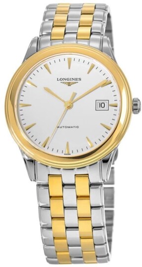 Longines Herreklokke L4.974.3.22.7 Flagship Hvit/Gulltonet stål