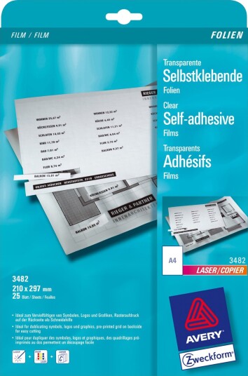 Avery A4 210 X 297 Mm 25 Stk Transparent Folie