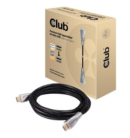 Club 3D HDMI-kabel 2.0 4K 60Hz 3m Høyhastighetskabel Svart