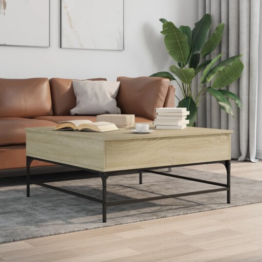  Salongbord sonoma eik 95x95x45 cm konstruert tre og metall 8721012490260
