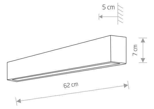Euluna Vegglampe Straight S, 62 cm, grafitt