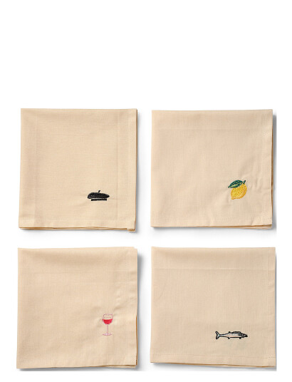Midnatt Napkins 4-Pack Déjeuner - Beige - 40X40CM