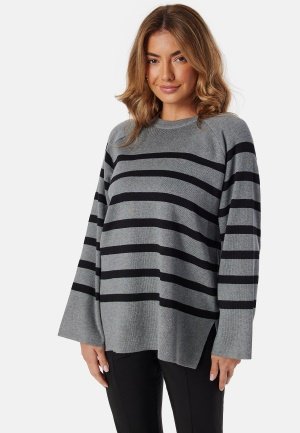 Object Collectors Item Objester LS Knit Top Medium Grey Mel Stripes:Black M Object Collectors Item Objester LS Knit Top Medium Grey Mel Stripes:Black M